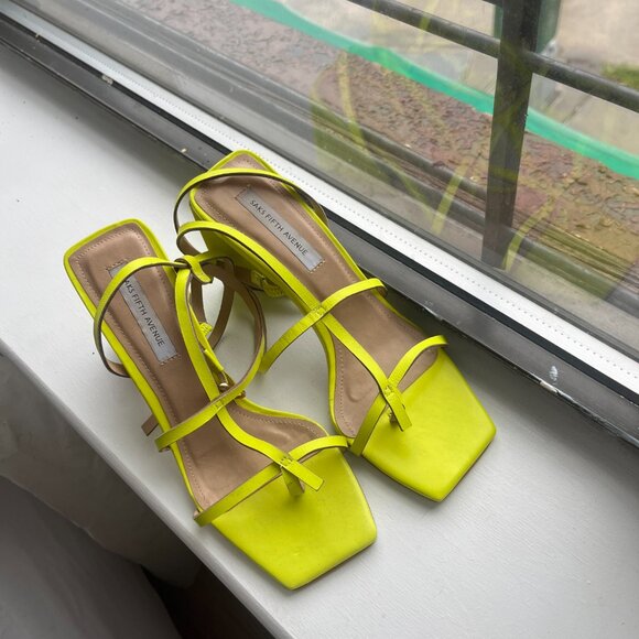 Saks Fifth Avenue Neon Yellow Heels - Picture 3 of 13